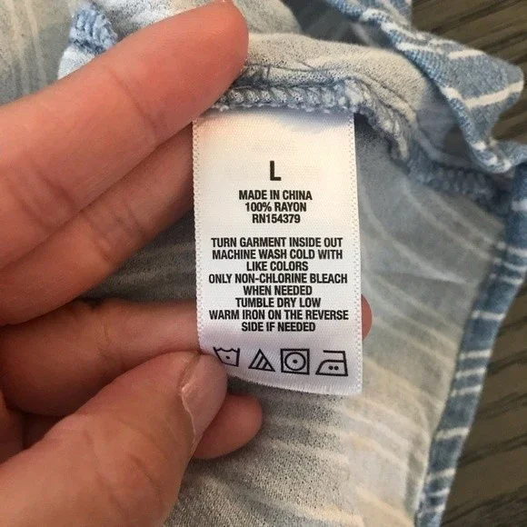 Aeropostale Blue and White Striped Keyhole Smocked Mini Dress - Size Large - Picture 7 of 13